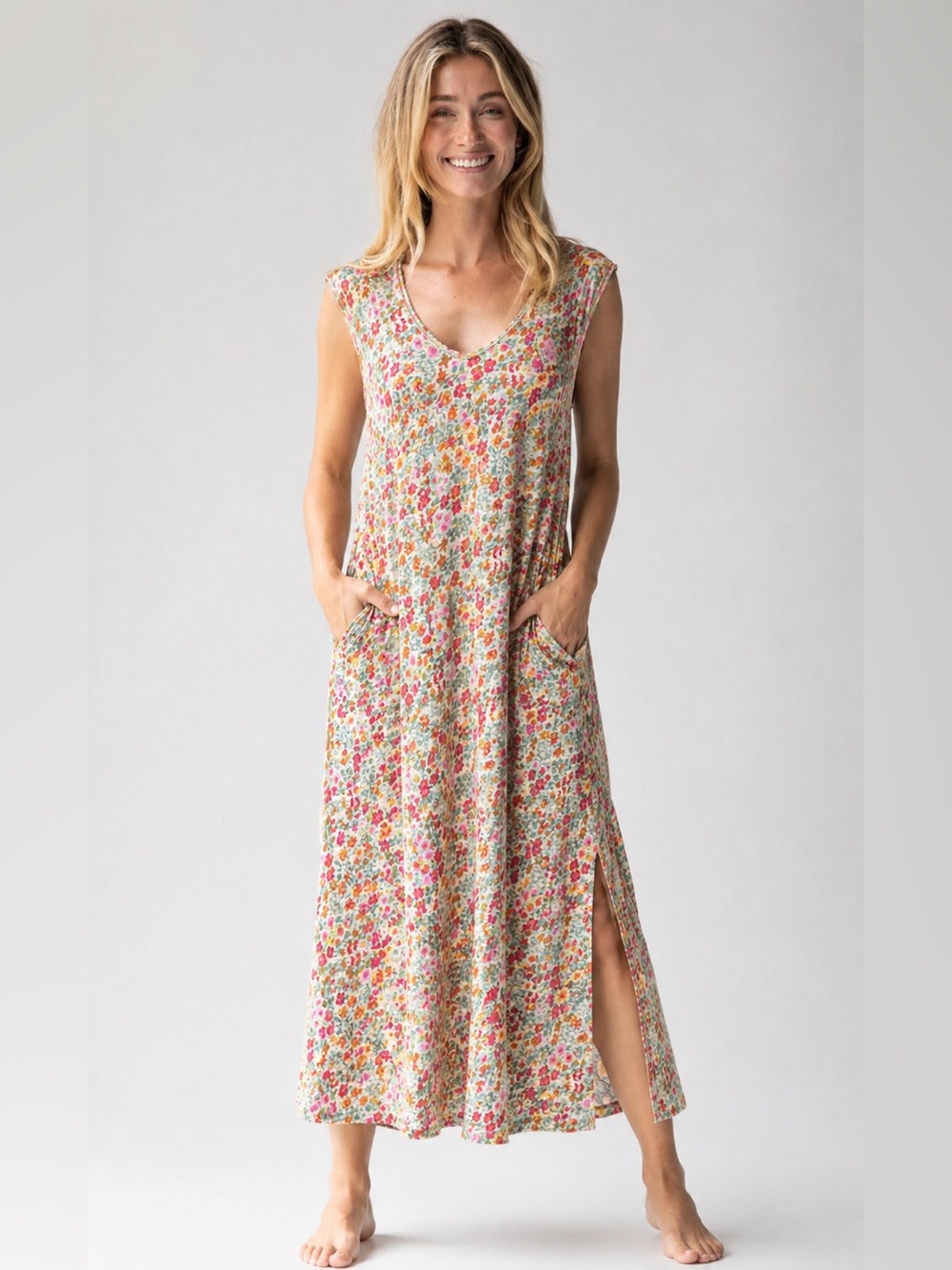 Natural Life Hangout Cotton Midi Dress with Pockets - medium